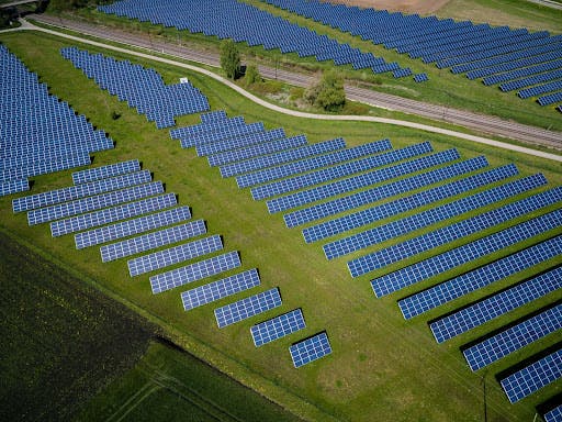 Solar farm. A field of solar panels
